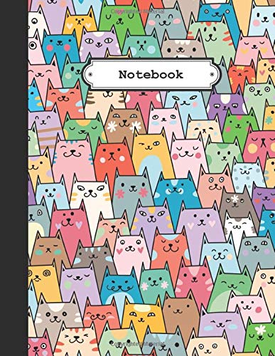 Notebook: Cute Colorful Cats College Ruled Lined Pages (Composition Book. Journal) (8.5 x 11 Large)