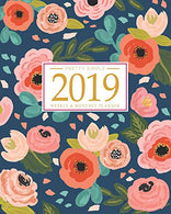2019 Planner Weekly And Monthly: Calendar + Organizer | Inspirational Quotes And Navy Floral Cover | January 2019 through December 2019