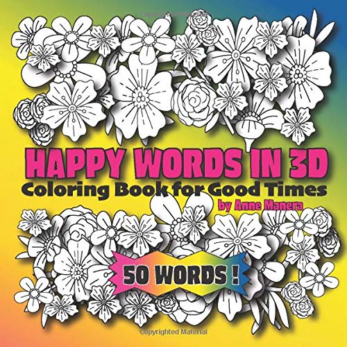 Happy Words in 3D Coloring Book for Good Times